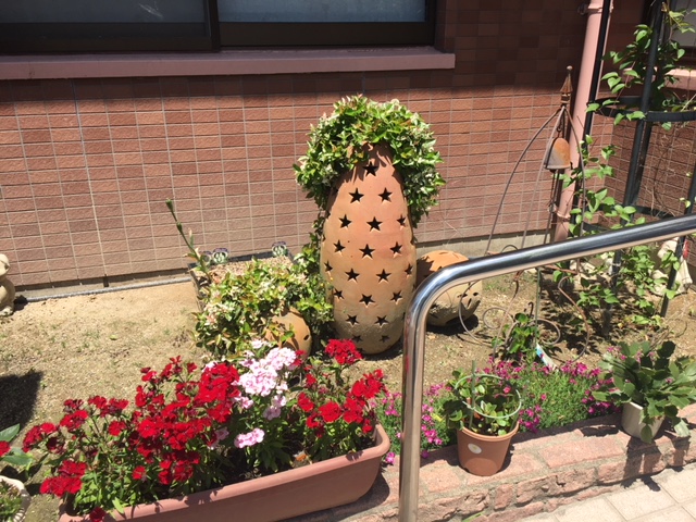2018年5月の野田内科の玄関・庭の様子